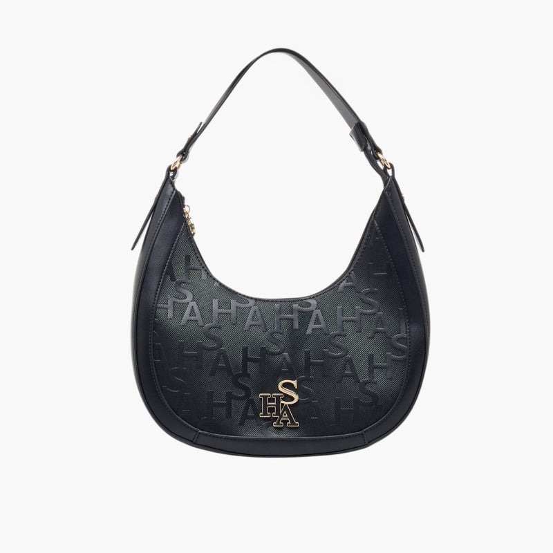 Mistotes Black Embossed Hobo Bag for Women - Image 1